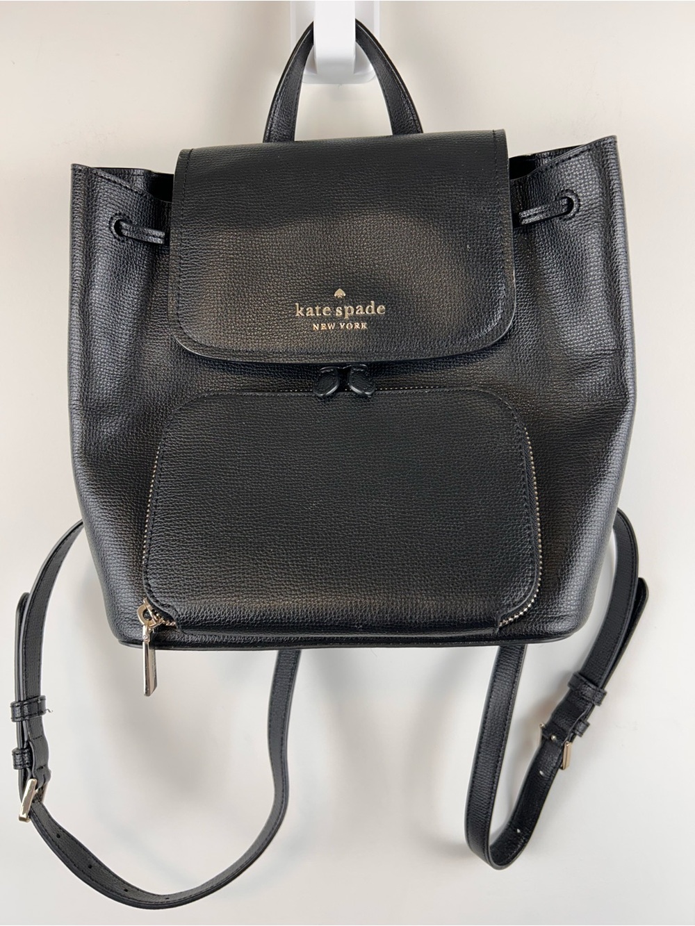 Kate Spade Black Leather Backpack Gold Hardware Small Bag